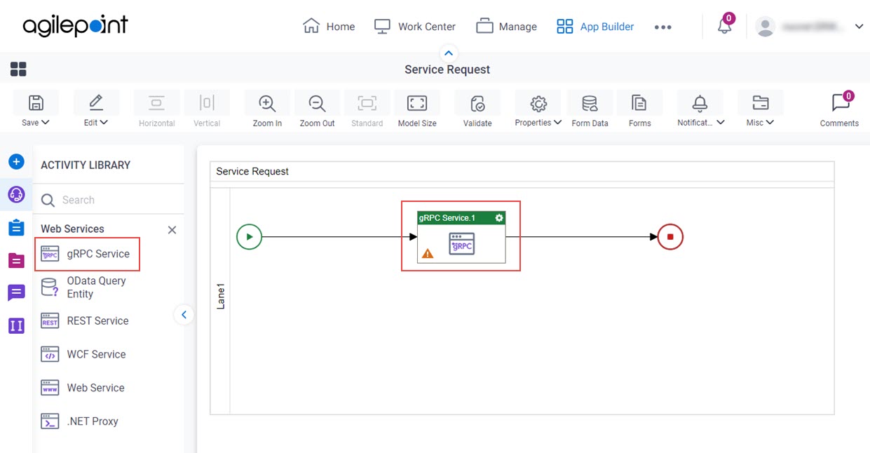 Drag gRPC Service activity