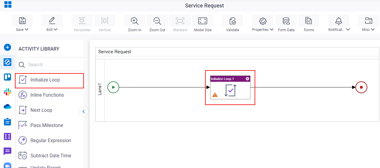 Drag Initialize Loop activity