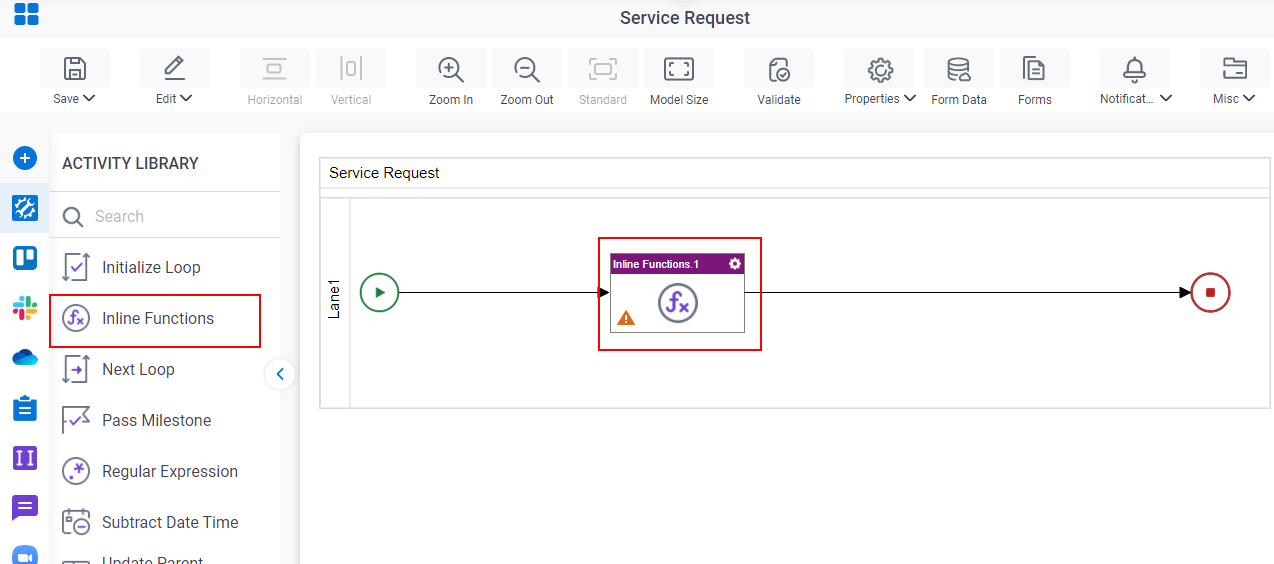 Drag Inline Functions activity