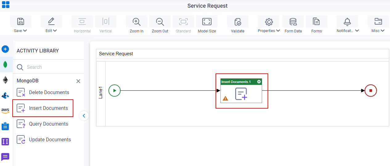 Drag Insert Documents activity