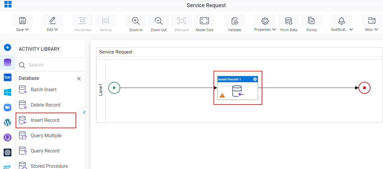 Drag Insert Record activity