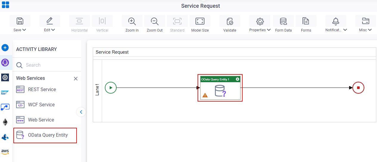 Drag OData Query Entity activity