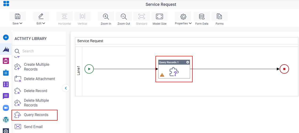 Drag Query Records activity