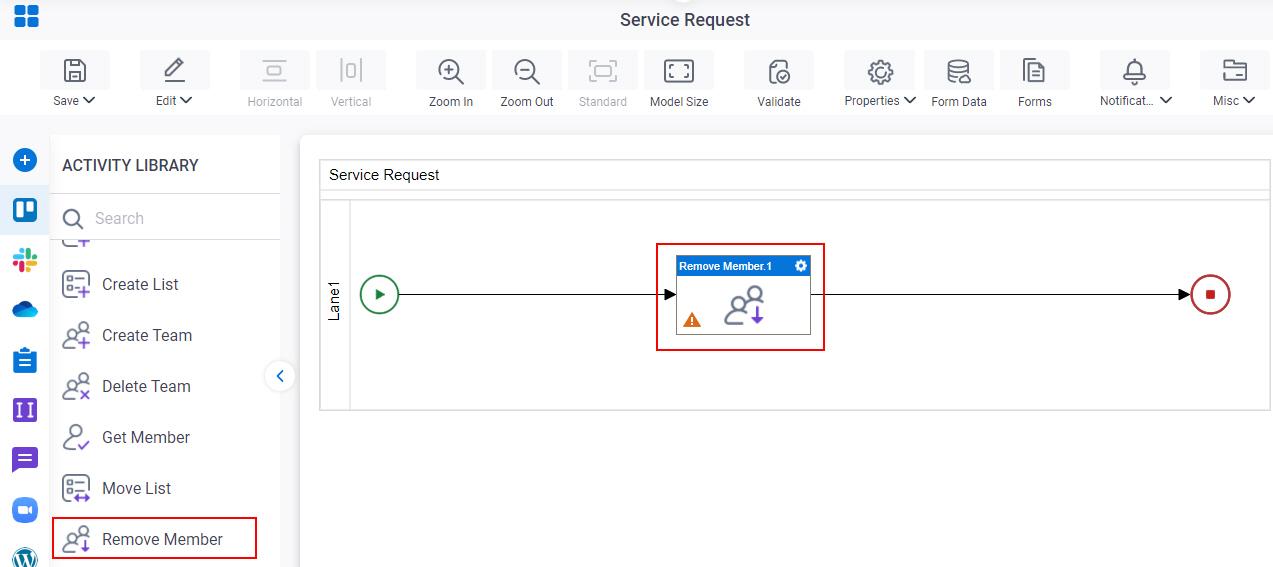 Drag Remove Member activity