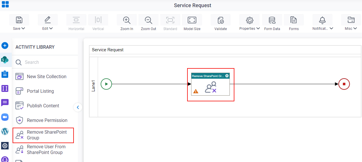 Drag Remove SharePoint Group activity