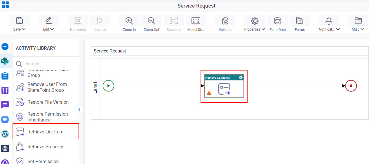 Drag Retrieve List Item activity