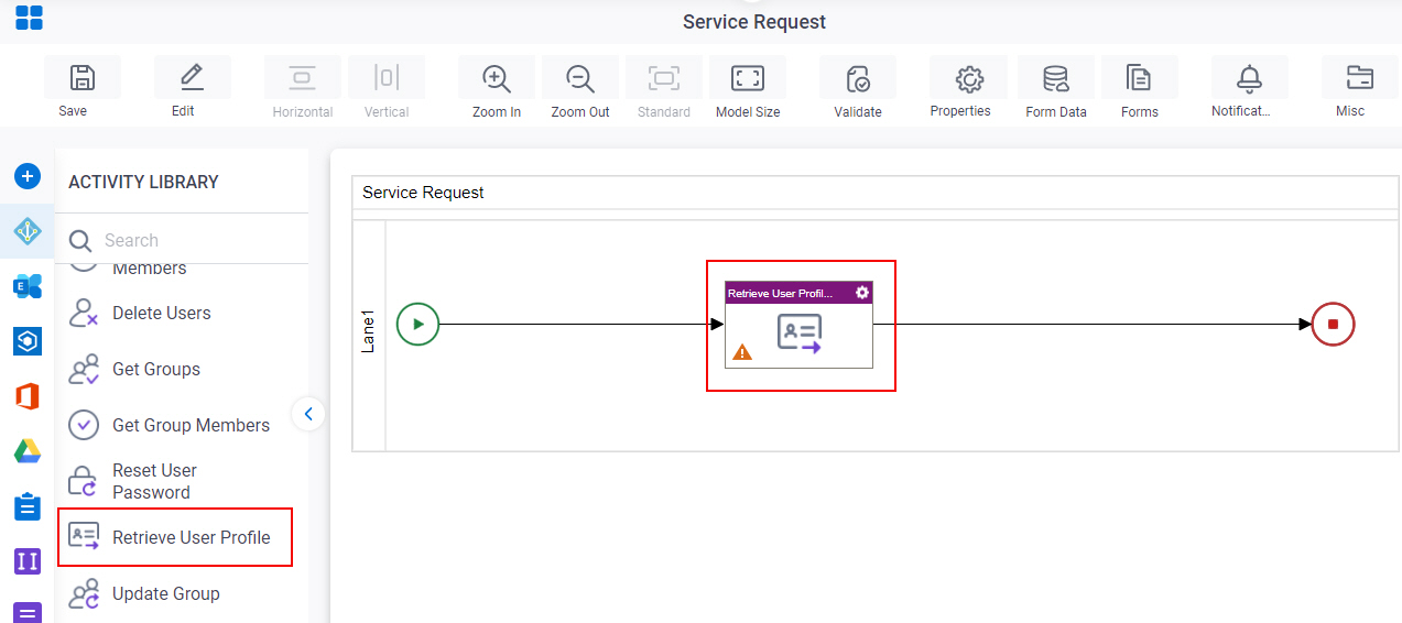 Drag Retrieve User Profile activity