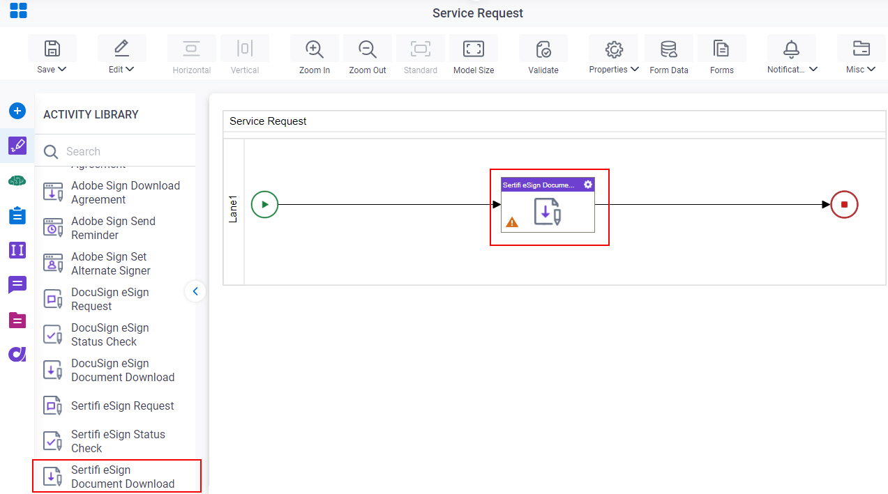 Drag Sertifi eSign Document Download activity