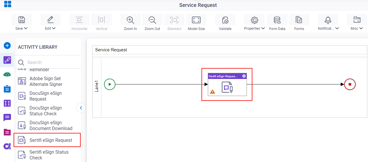 Drag Sertifi eSign Request activity