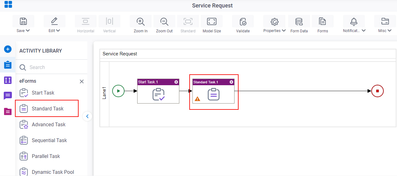 Drag Standard Task eForms