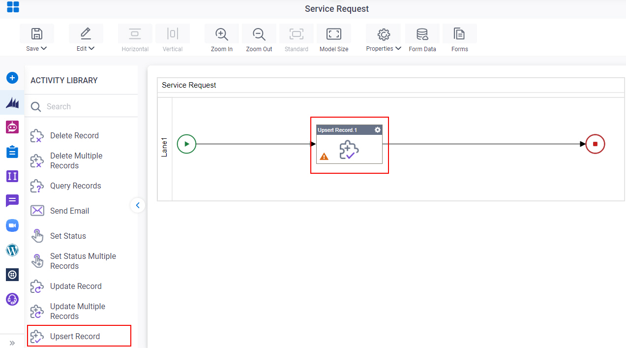 Drag Upsert Record activity