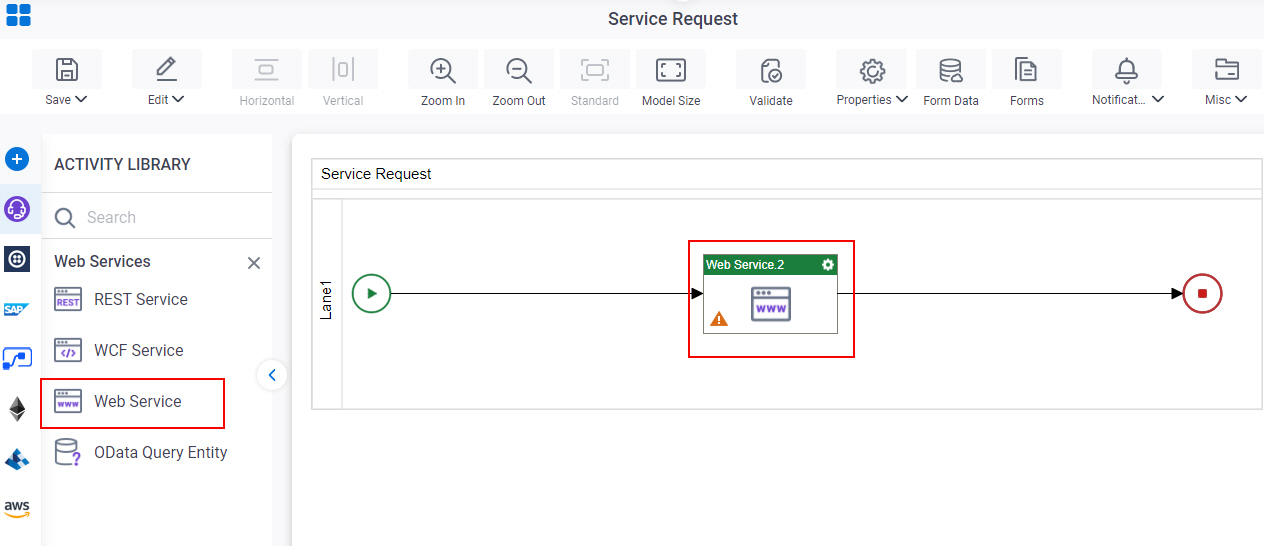 Drag Web Service activity