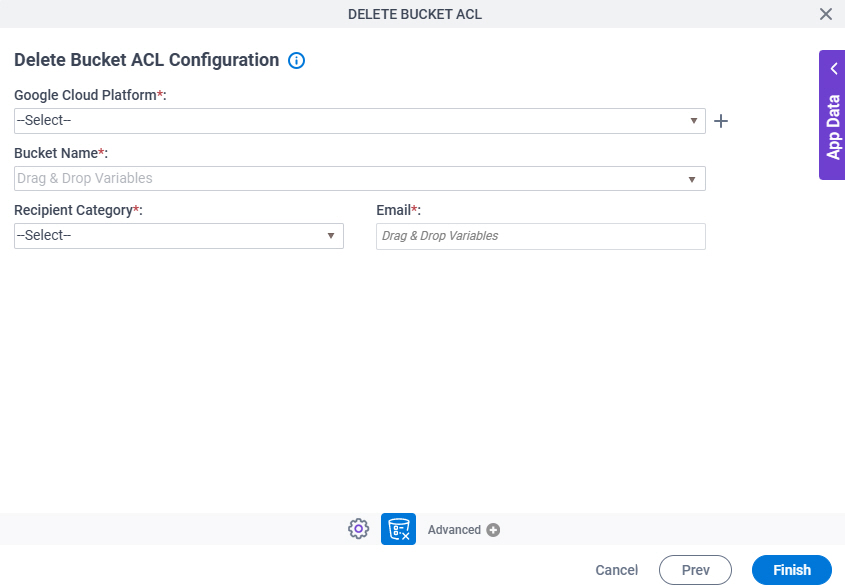 Delete Bucket ACL Configuration screen