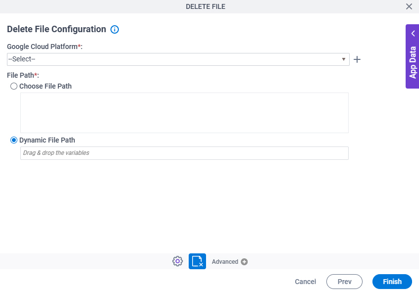 Delete File Configuration screen