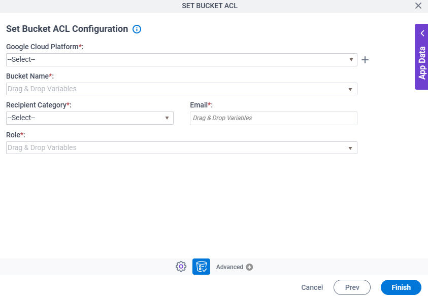 Set Bucket ACL Configuration screen