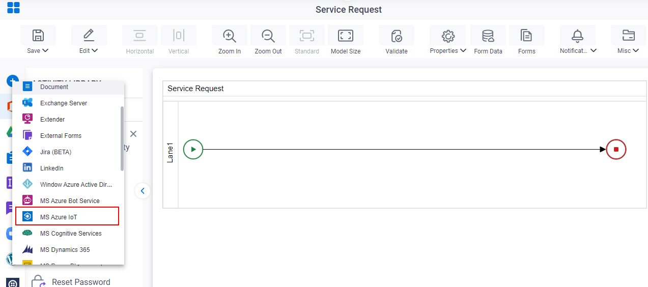 Open MS Azure IoT tab