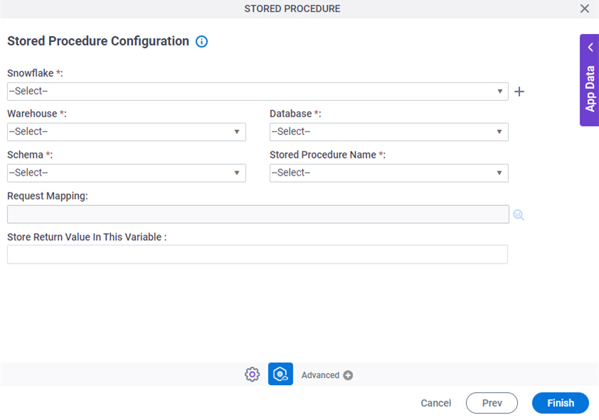 Stored Procedured Configuration screen