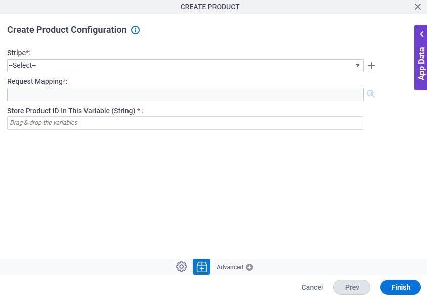 Create Product Configuration screen