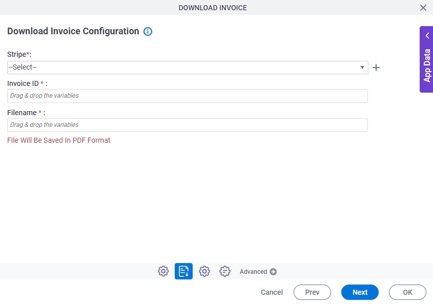 Download Invoice Configuration screen