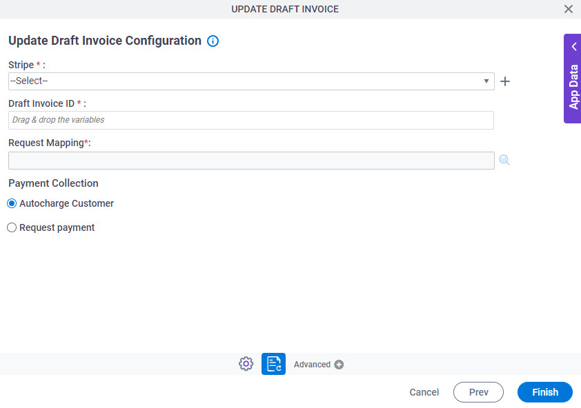 Update Draft Invoice Configuration screen