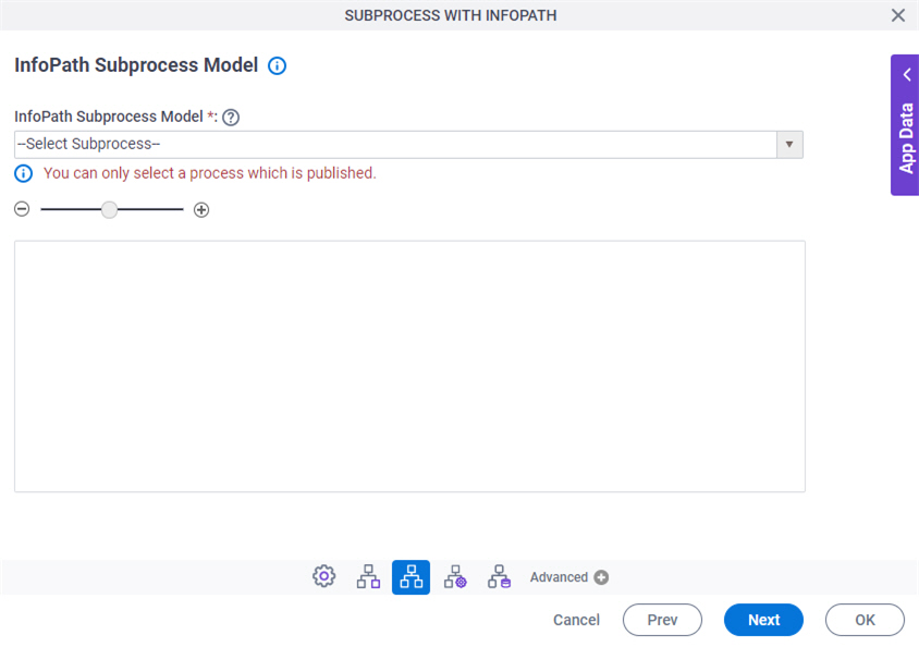 InfoPath Subprocess Model screen