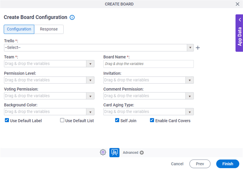 Create Board Configuration Configuration tab