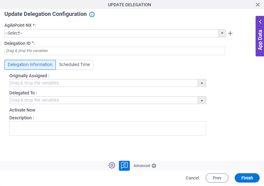 Update Delegation Configuration Delegation Information tab