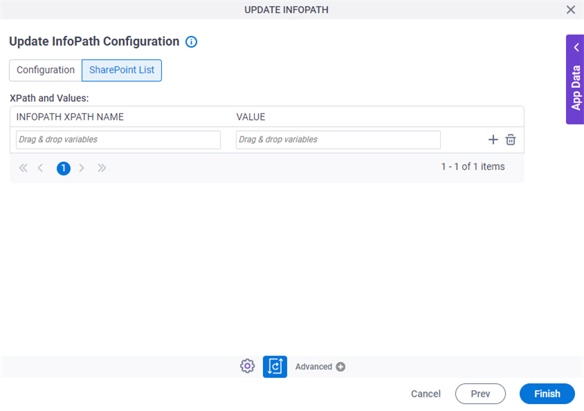 Update InfoPath Configuration SharePoint List tab