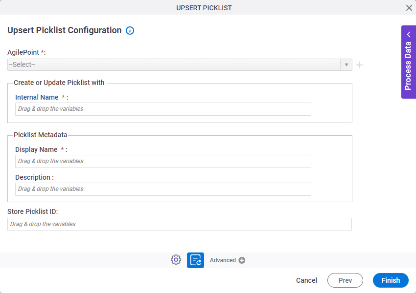 Upsert Picklist Configuration screen