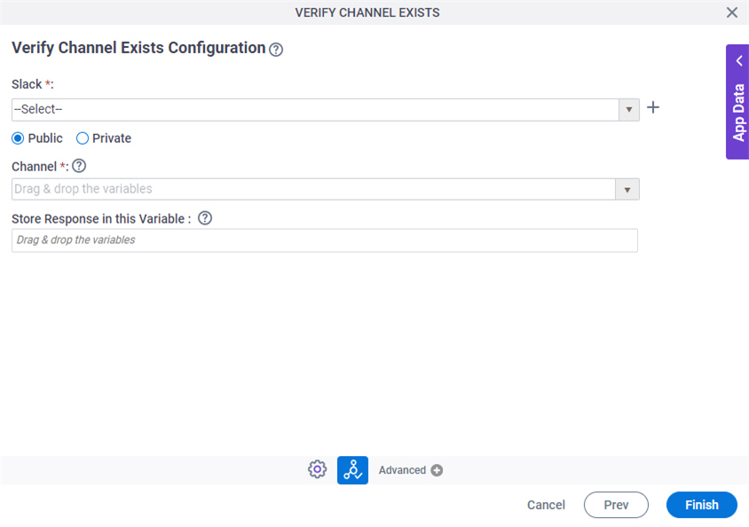 Verify Channel Exists Configuration screen