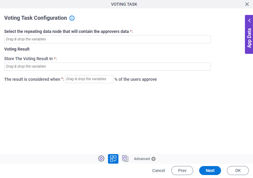 Voting Task Configuration screen