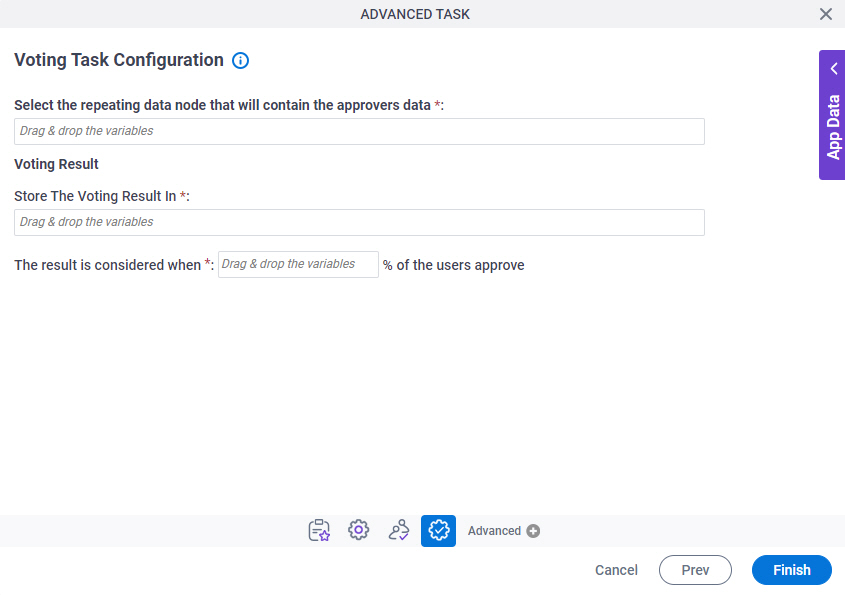 Voting Task Configuration screen