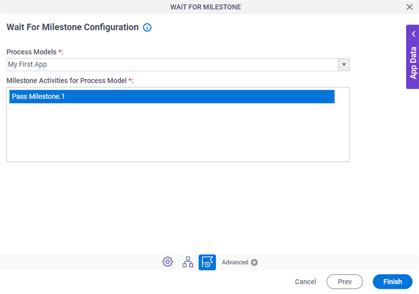 Wait For Milestone Configuration screen