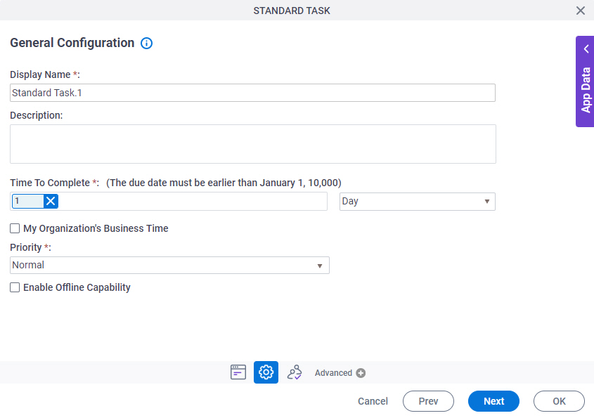 General Configuration screen