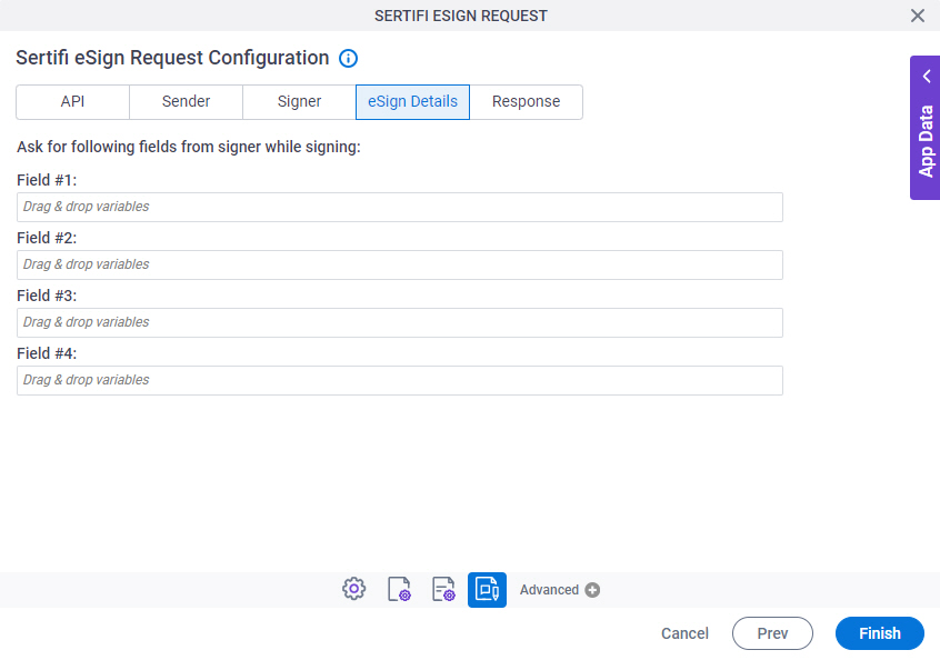 Sertifi eSign Request Configuration eSign Details tab