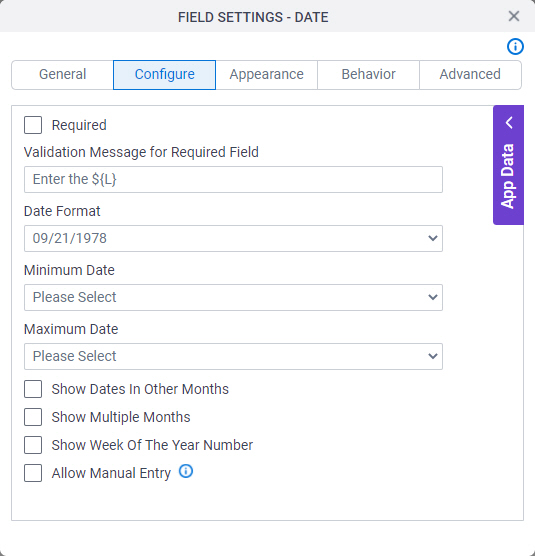 Configure tab