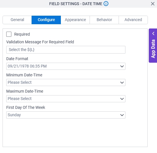 Configure tab