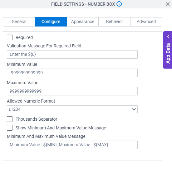 Configure tab