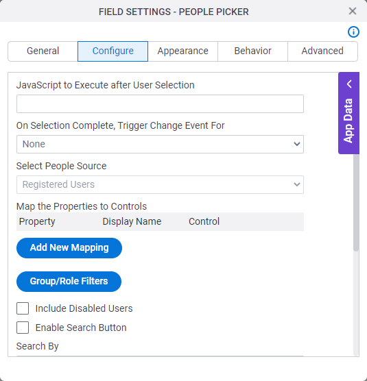 Configure tab