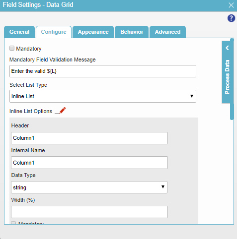 Configure tab