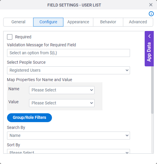 Configure tab