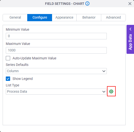 Click Configure Chart DataSource