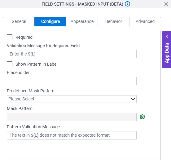 Configure tab