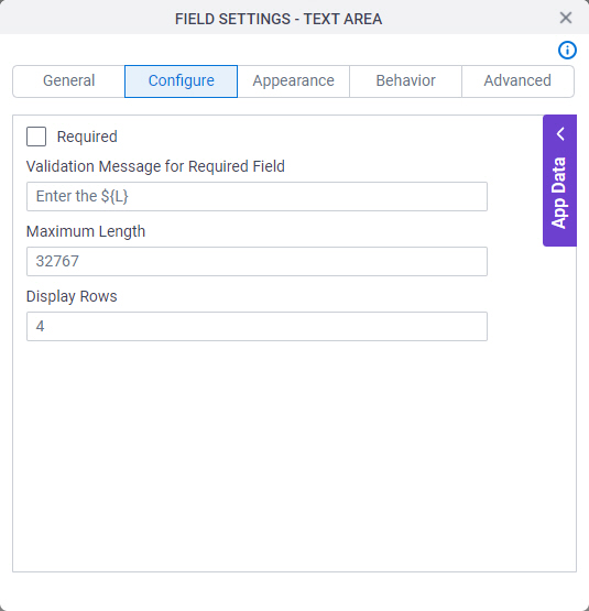 Configure tab