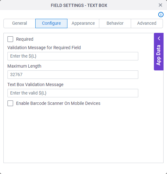 Configure tab