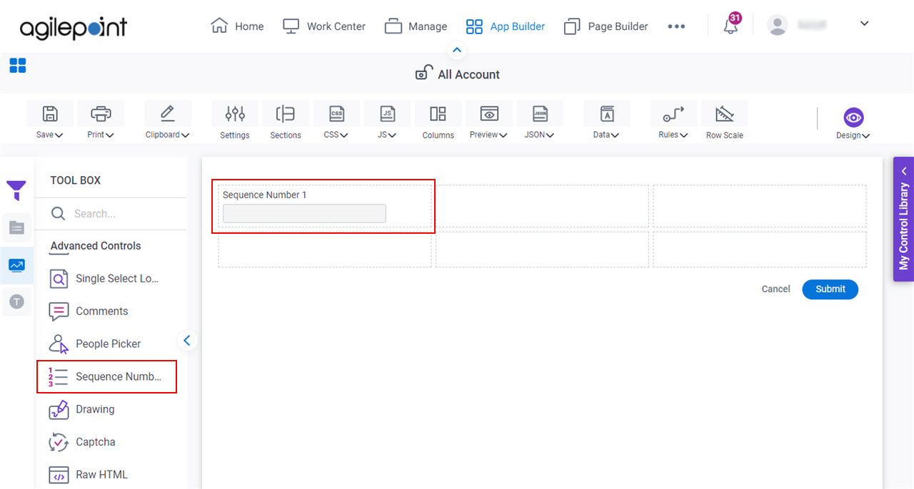 Sequence Number Form Control