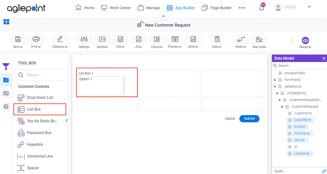 List Box Form Control