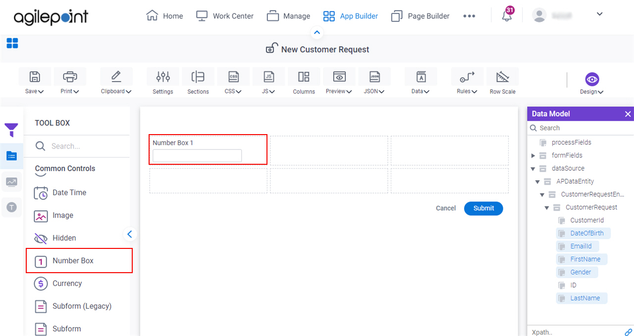 Number Box Form Control