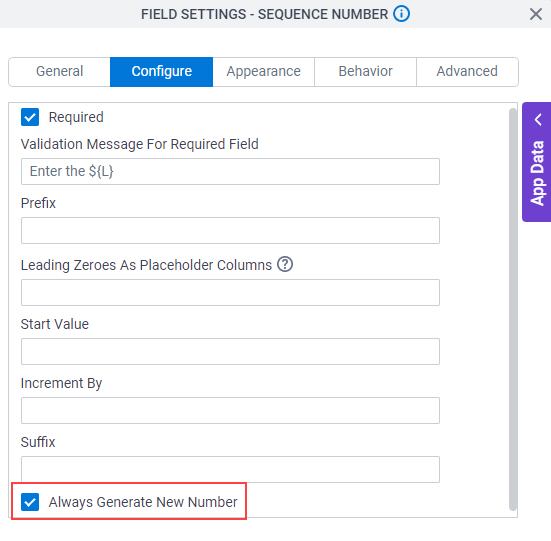 Select Always Generate New Number