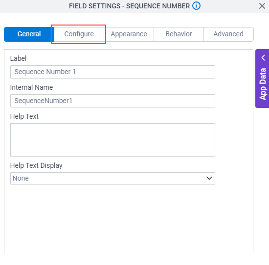 Configure tab